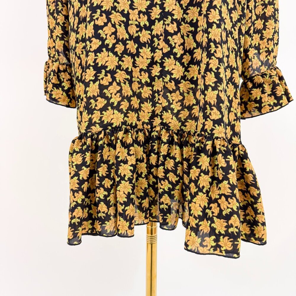 SCOTCH & SODA FLORAL PRINT RUFFLE MIDI DRESS SIZE SMALL / X SMALL - Picture 4 of 9